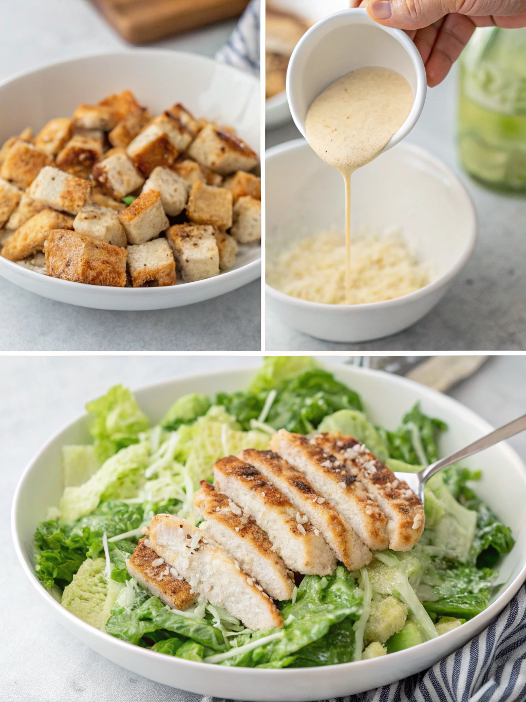 chicken caesar salad preparing steps