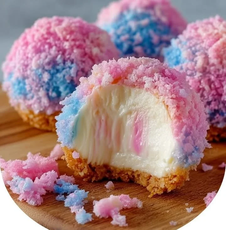 Delicious crispy cotton candy cheesecake bombs for a sweet dessert treat.