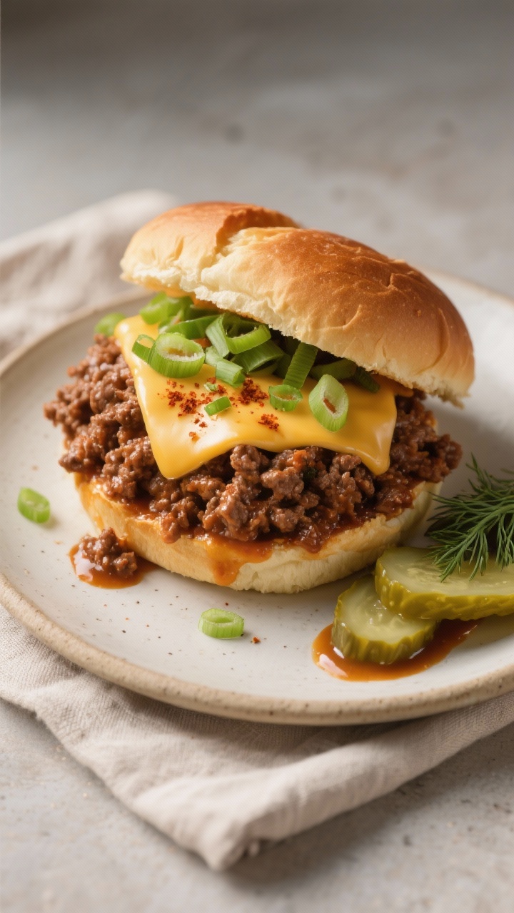 This Ground Beef Crockpot Recipe Turns “What’s for Dinner?” Into “How Is It This Good?” 3 Final dish — Sloppy joe build: Hearty, saucy ground beef piled high on a toasted brioche bun, chee