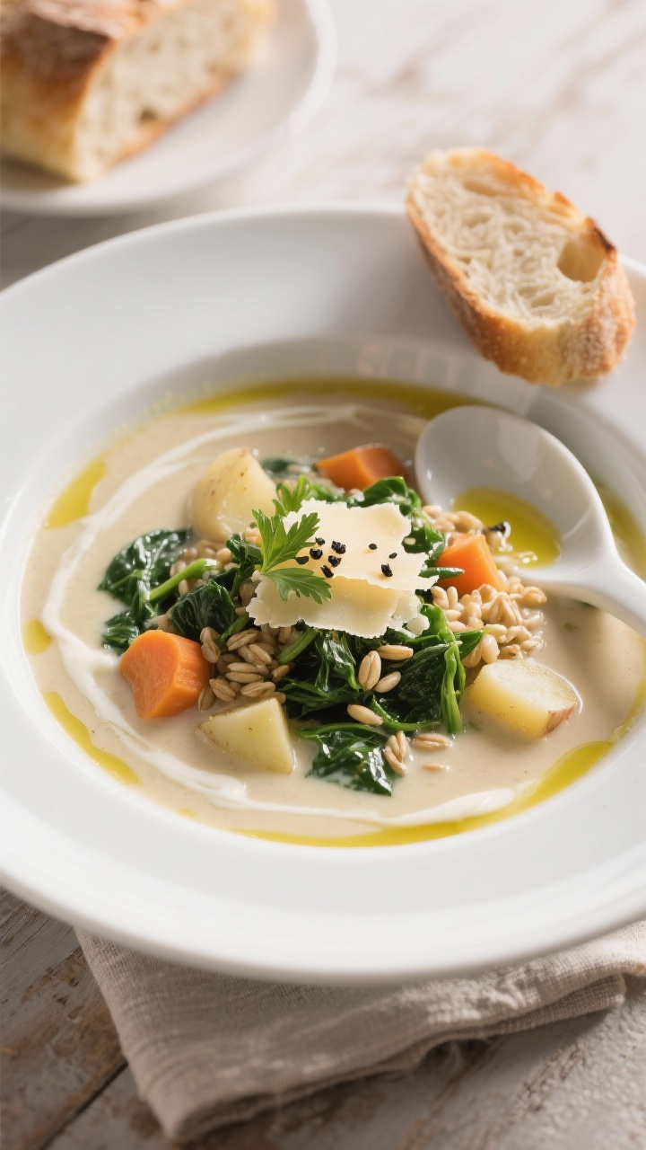 Soup Crockpot Recipes That Practically Cook Themselves: Set It, Forget It, Devour It 4 Final plated bowl, restaurant-quality: Beautifully plated creamy version of the soup in a wide white