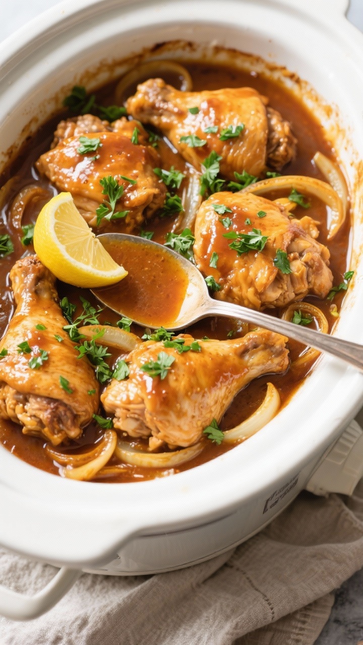 Chicken Thigh Crockpot Recipes You’ll Make on Repeat: Set, Forget, and Crush Dinner Like a Pro 3 Tasty top view: Overhead shot of the final dish served family-style—tender chicken thighs returned