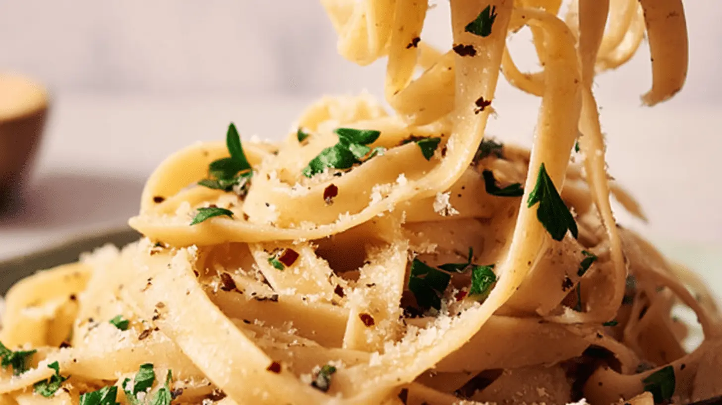 Delicious & Cozy Fall Lunch Ideas for a Satisfying Season 2 Creamy fettuccine pasta with Parmesan and fresh herbs, a comforting fall lunch idea.