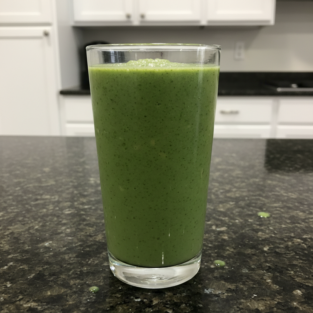 Spinach Banana Smoothie: The Trick for Unbeatable Creaminess! 2 A vibrant green spinach banana smoothie, perfectly blended in a tall glass with a straw, ready to drink.